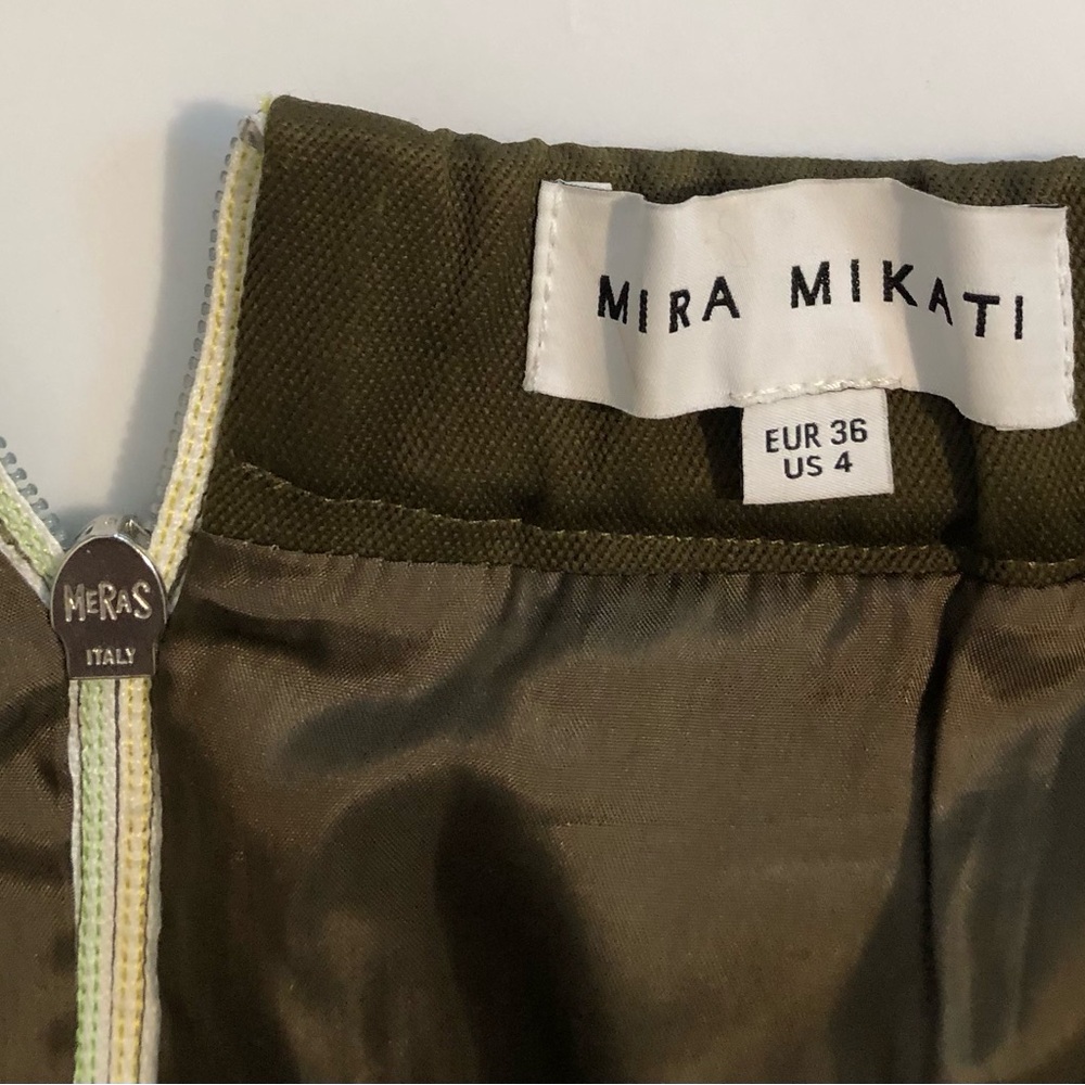 Mira Mikati Green Embroidered Scout Patches Pockets Elastic Waist Lined Skirt 4 - Picture 16 of 16